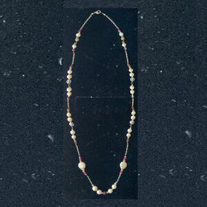 Genuine freshwater 18" pearl necklace with genuine rubies and coin pearls